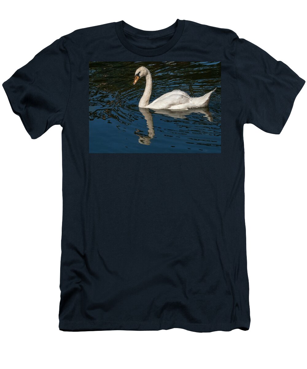 Floating Swan T-Shirt featuring the photograph Floating Swan by Jean Noren