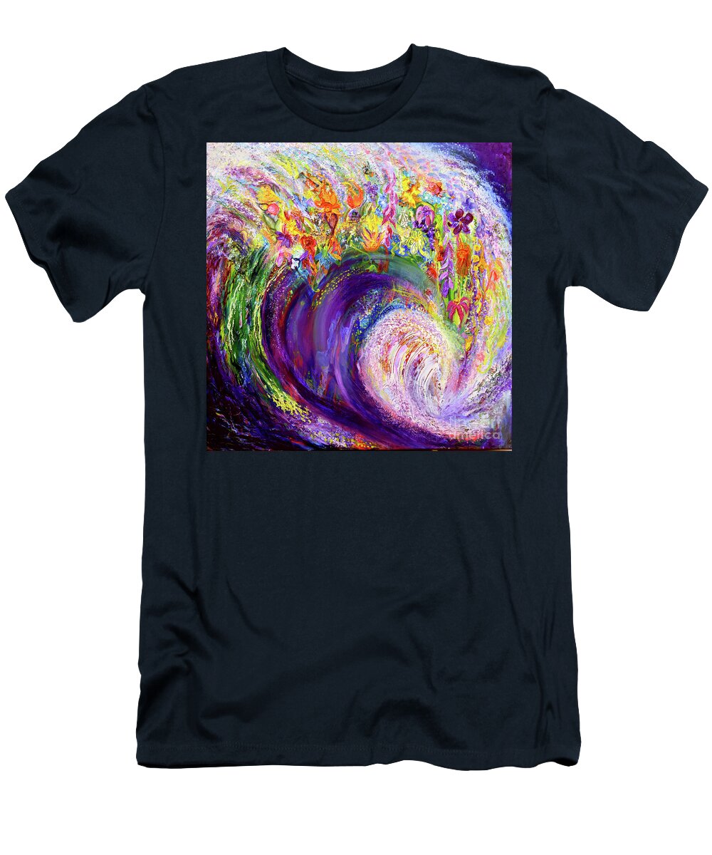 Impasto T-Shirt featuring the painting Flower Wave by Anne Cameron Cutri