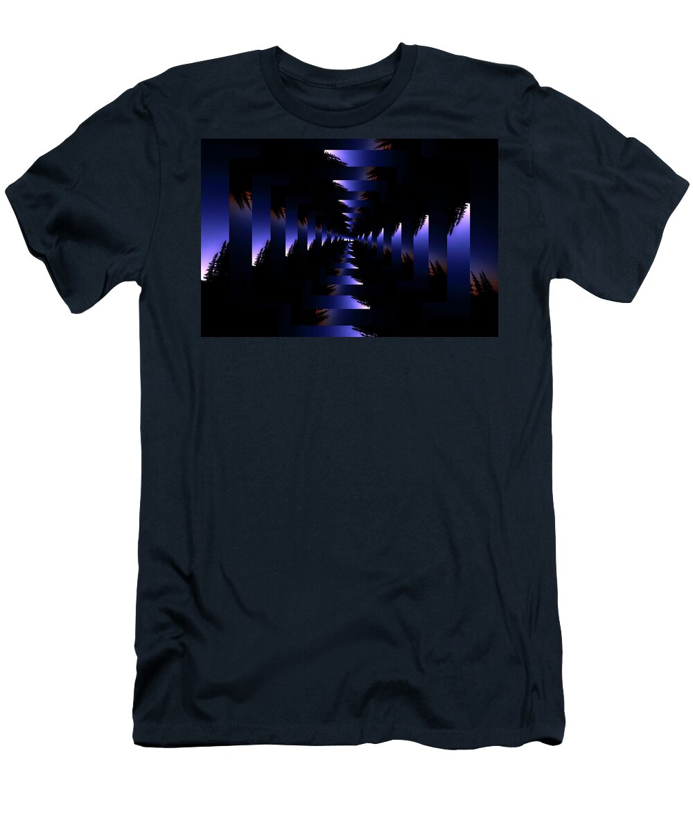 Tree T-Shirt featuring the digital art Infinity Tunnel Tree Silhouette Sunrise by Pelo Blanco Photo