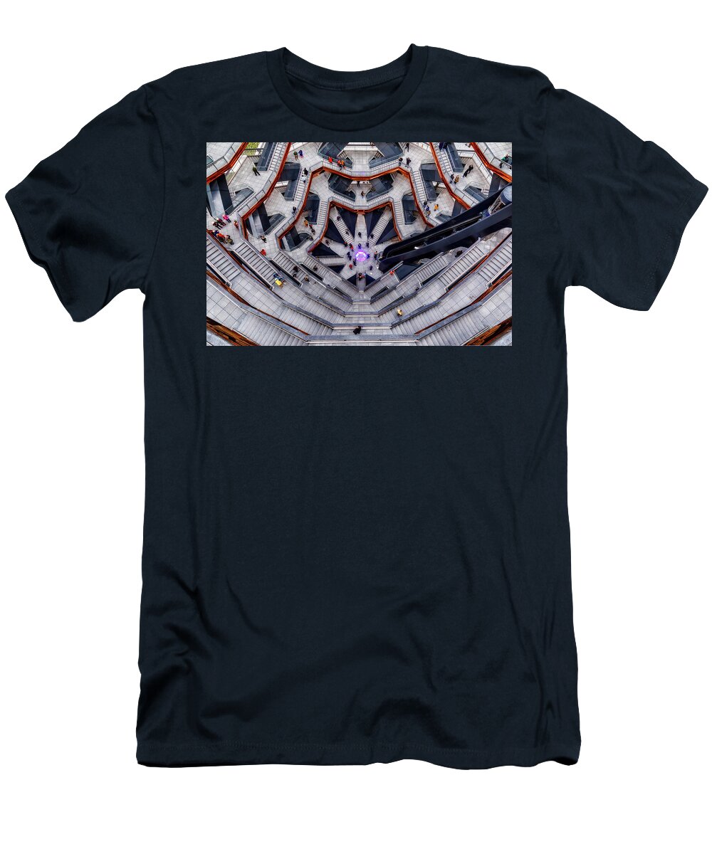 Hudson Yards T-Shirt featuring the photograph Inside the Hudson Yards Vessel NYC II by Susan Candelario