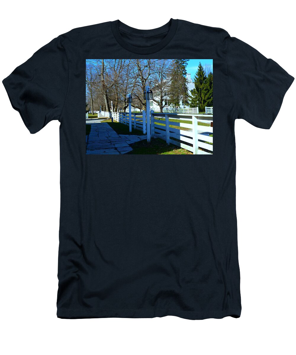 Shaker Village T-Shirt featuring the photograph Late Afternoon Stroll in the Village by Mike McBrayer