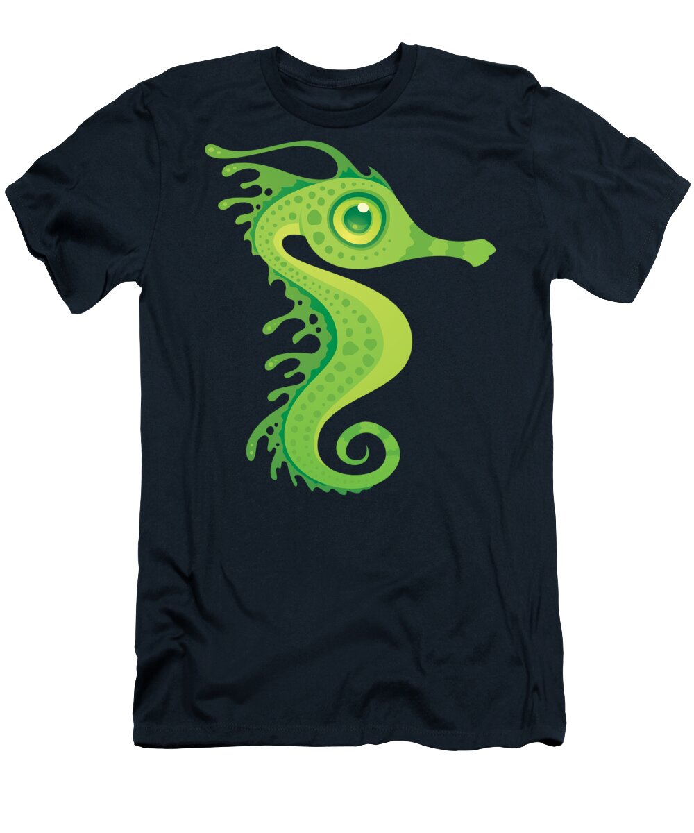 Seahorse T-Shirt featuring the digital art Leafy Sea Dragon Seahorse by John Schwegel