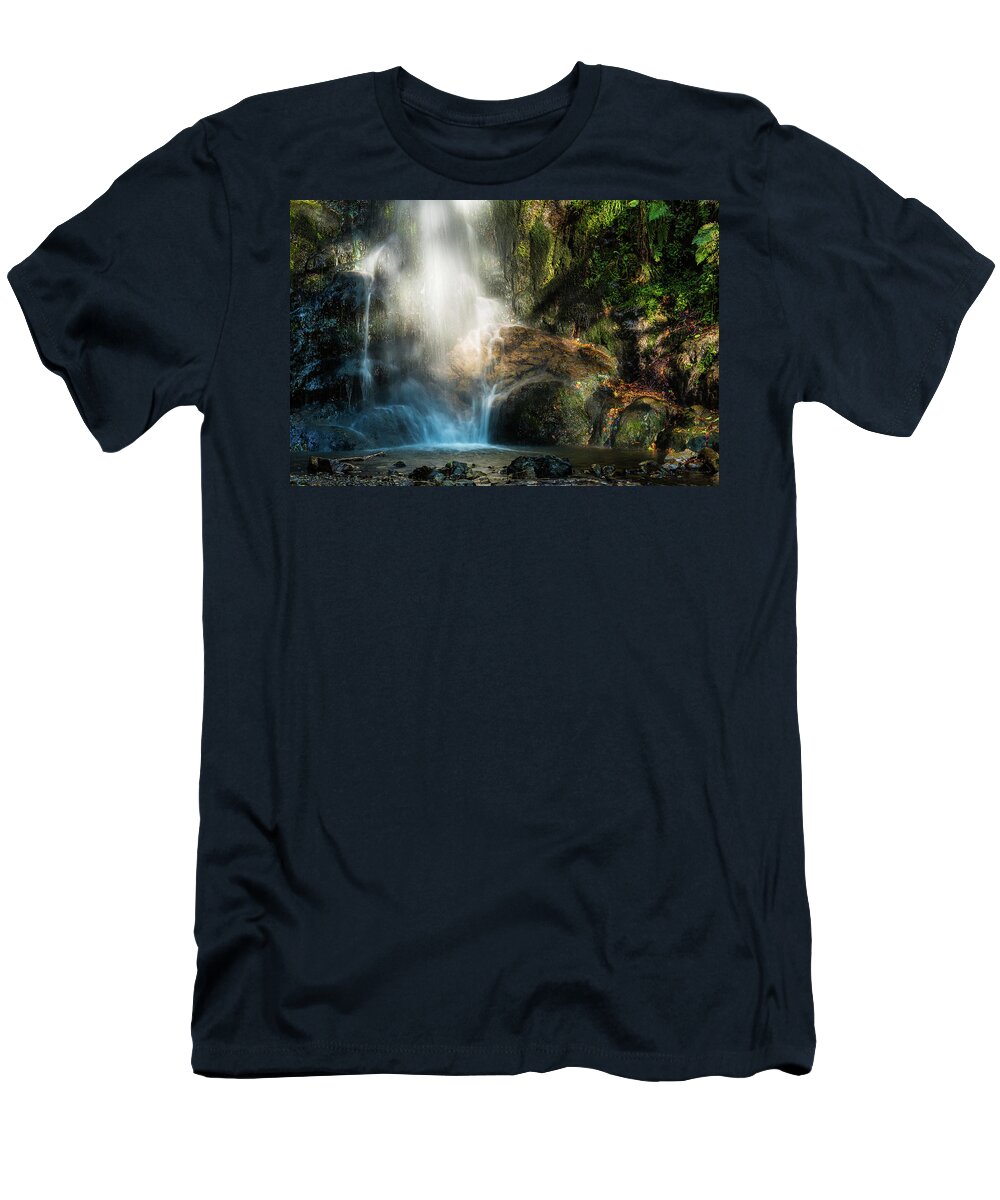 Waterfall T-Shirt featuring the photograph Lights and shadows - 2 by Paul MAURICE