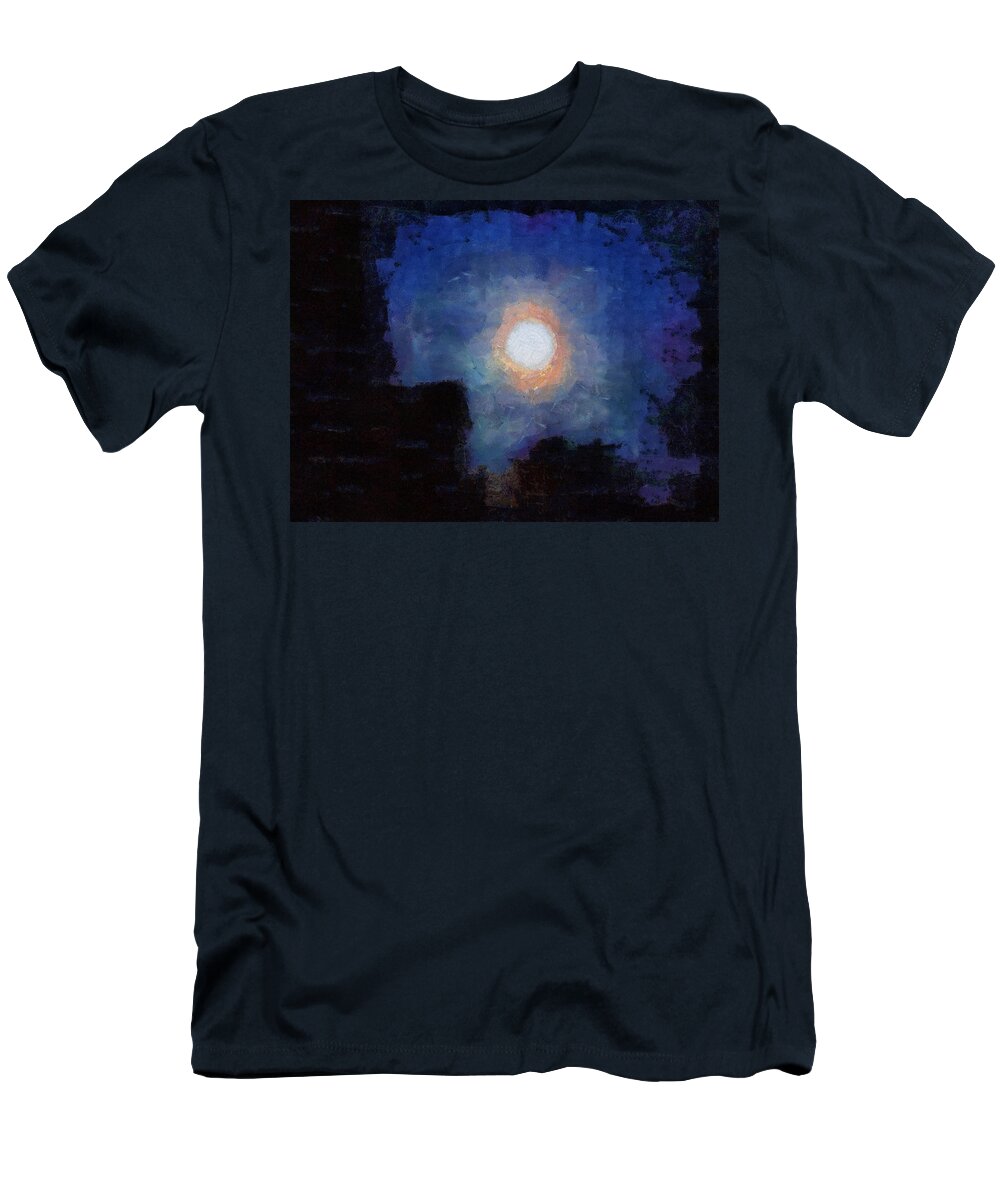 Moon T-Shirt featuring the mixed media Moonscape by Christopher Reed