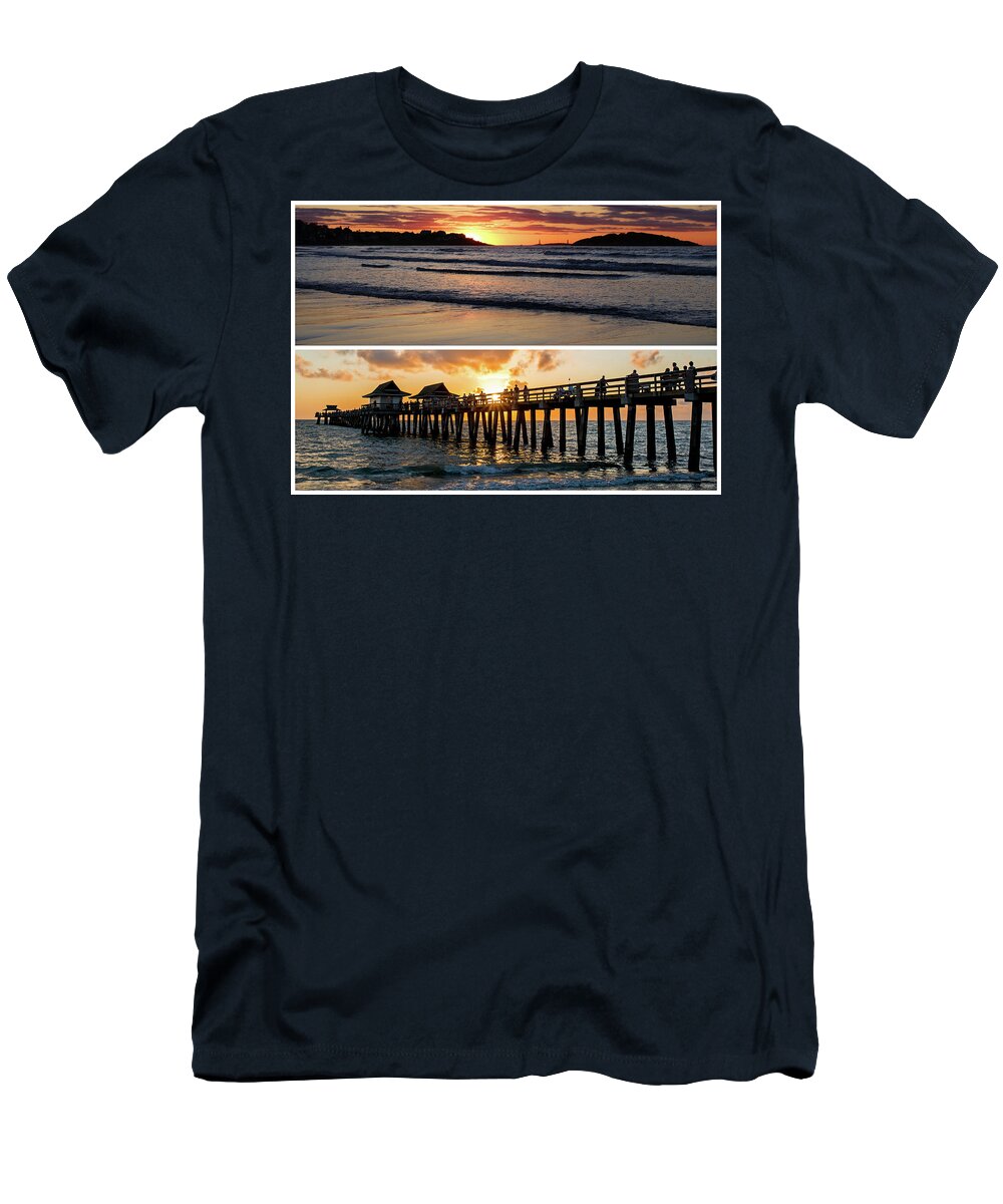 Gloucester T-Shirt featuring the photograph New England meets Florida Good Harbor Beach Naples Pier Golden Sun by Toby McGuire