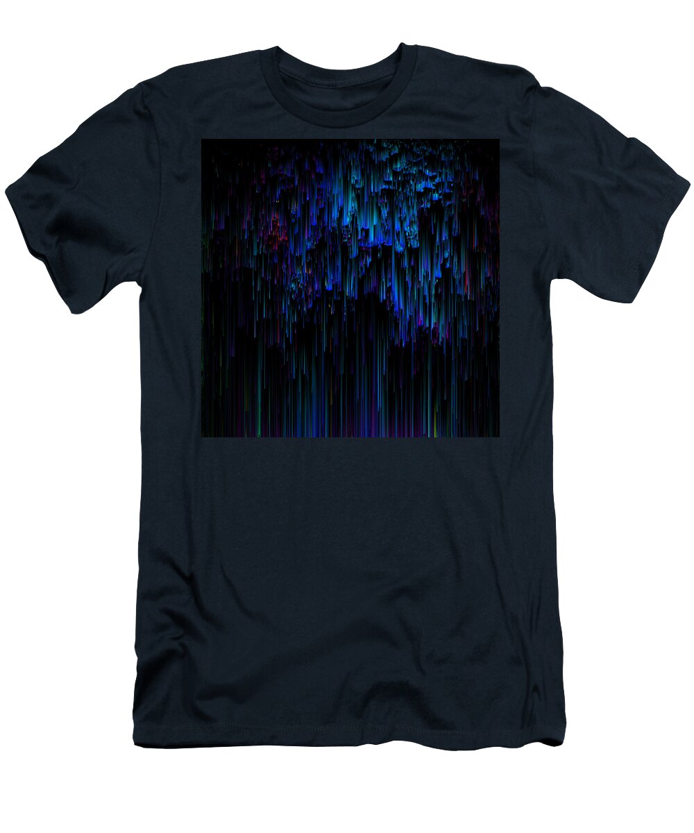 Glitch T-Shirt featuring the digital art Night Rain by Jennifer Walsh