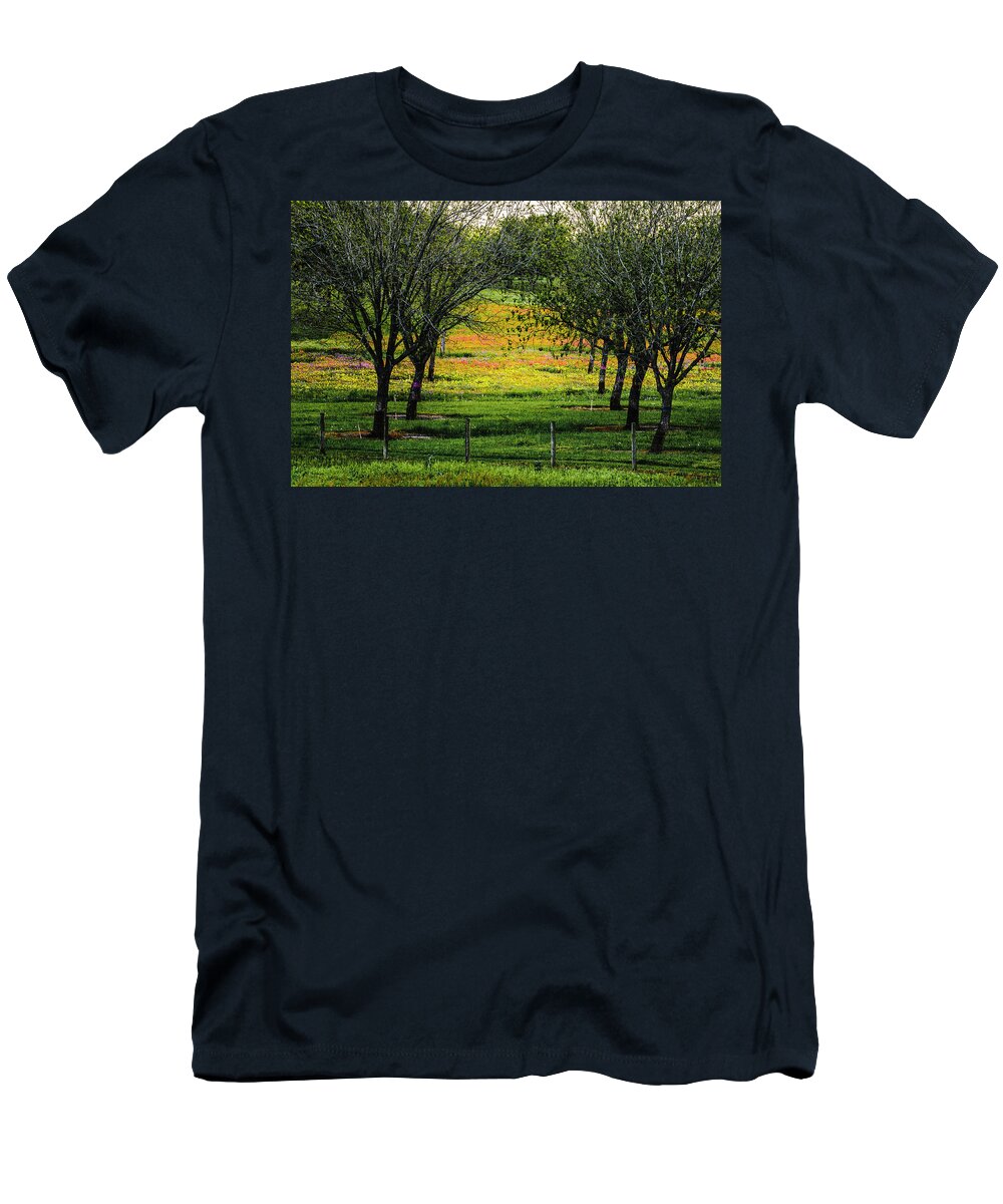 Texas Bluebonnets T-Shirt featuring the photograph Orchard of Colors by Johnny Boyd