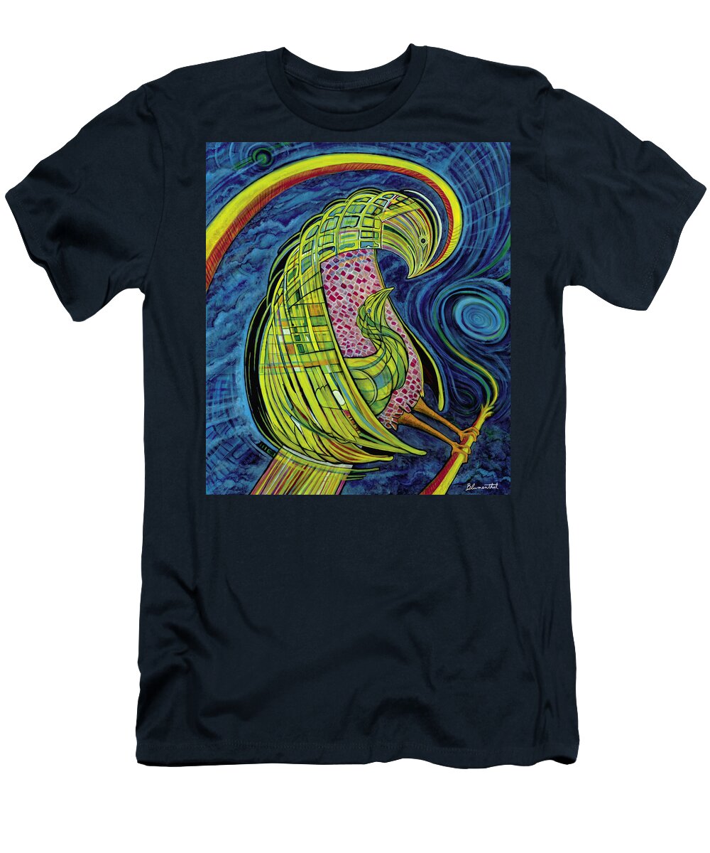 Bird T-Shirt featuring the painting Penglade by Yom Tov Blumenthal