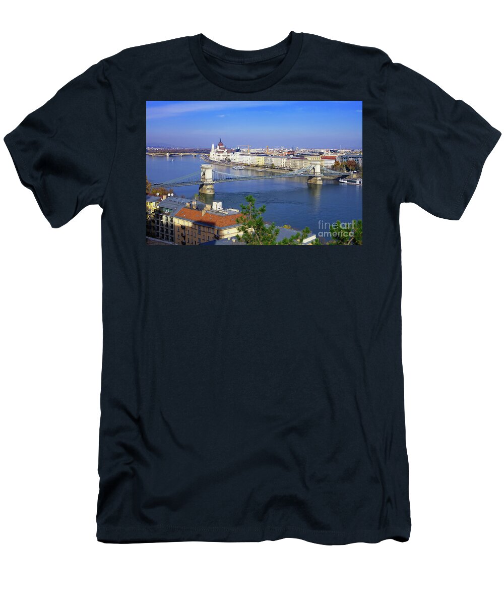 Budapest T-Shirt featuring the photograph Pest from the Buda Side by Diane Macdonald