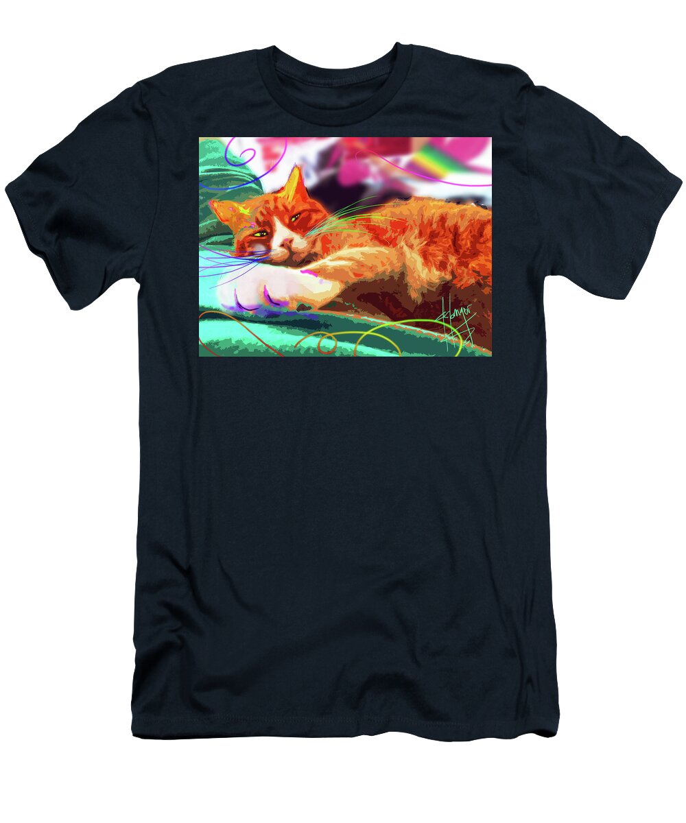 Teddy T-Shirt featuring the painting pOpCat Teddy by DC Langer