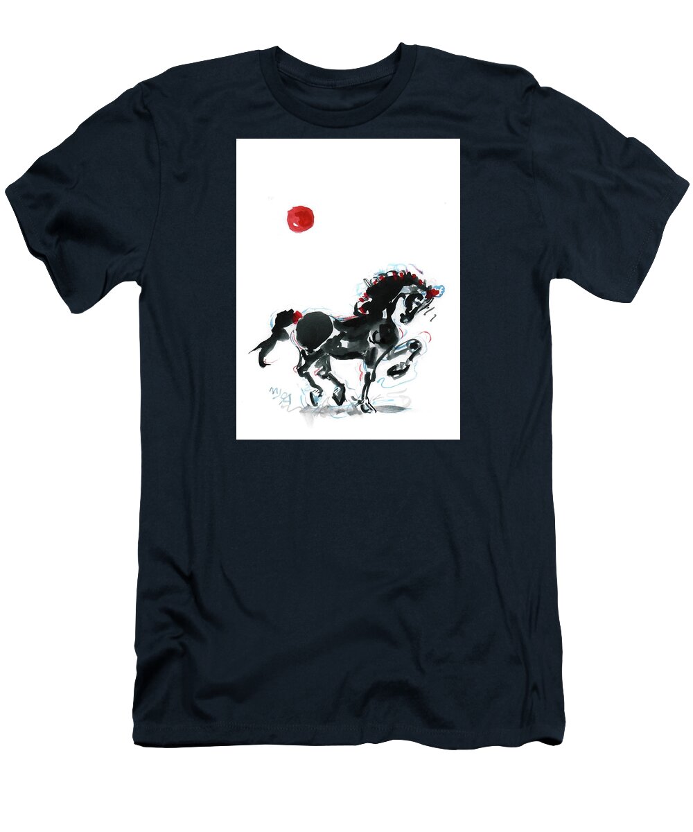 Horse T-Shirt featuring the painting Prancing horse by Mary Armstrong