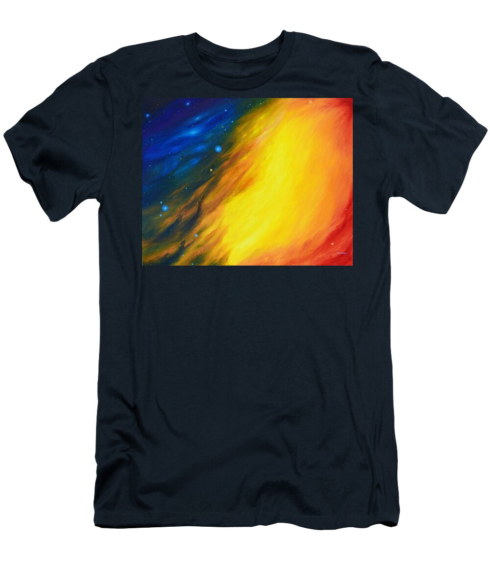 Nebula T-Shirt featuring the painting Rainbow Nebula by Torrence Ramsundar