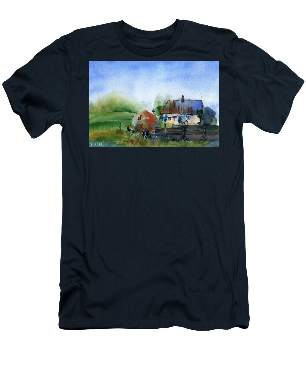 Landscape T-Shirt featuring the painting Rural Countryside by Dora Hathazi Mendes