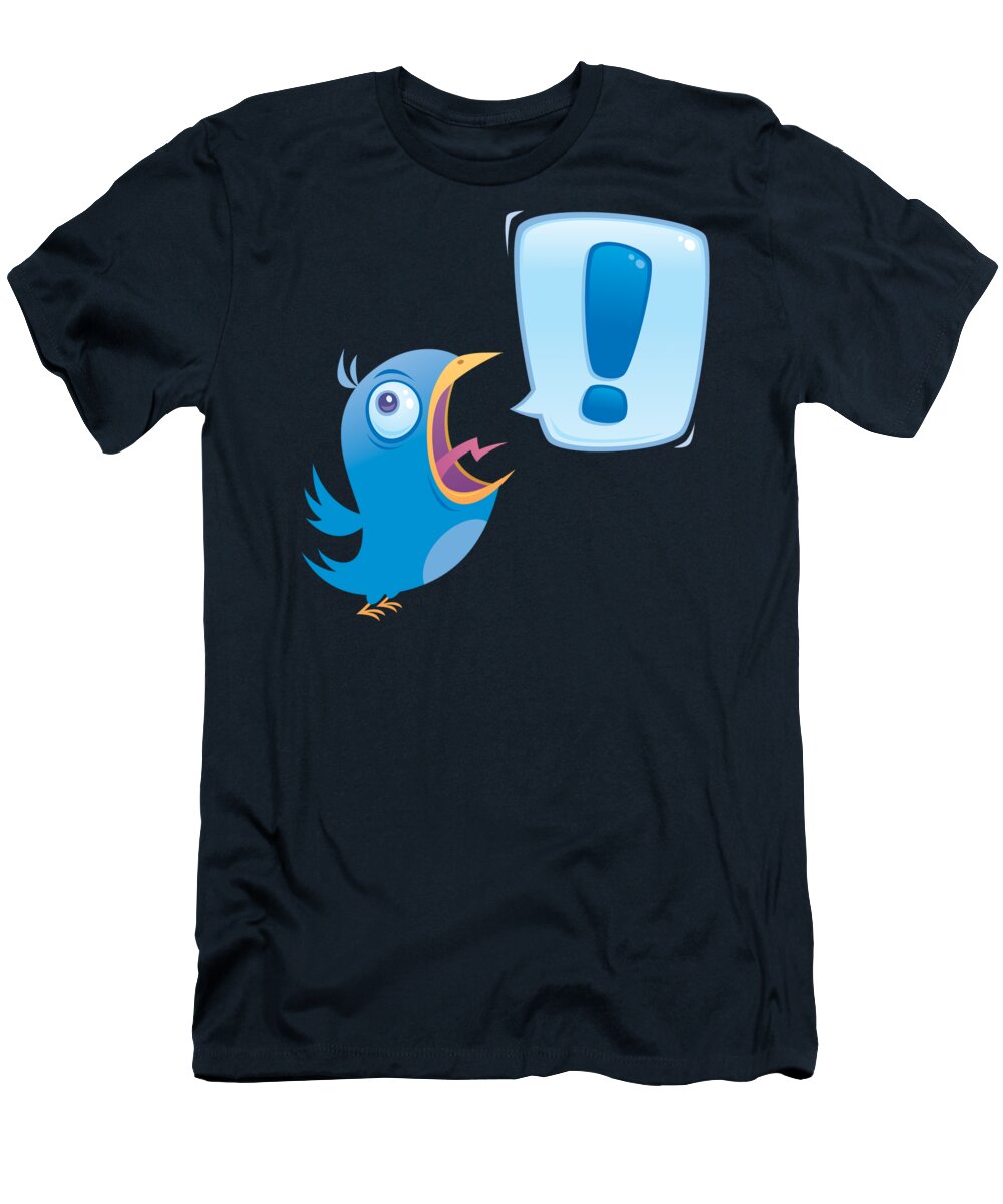 Chirp T-Shirt featuring the digital art Shouting Bluebird - TWEET by John Schwegel