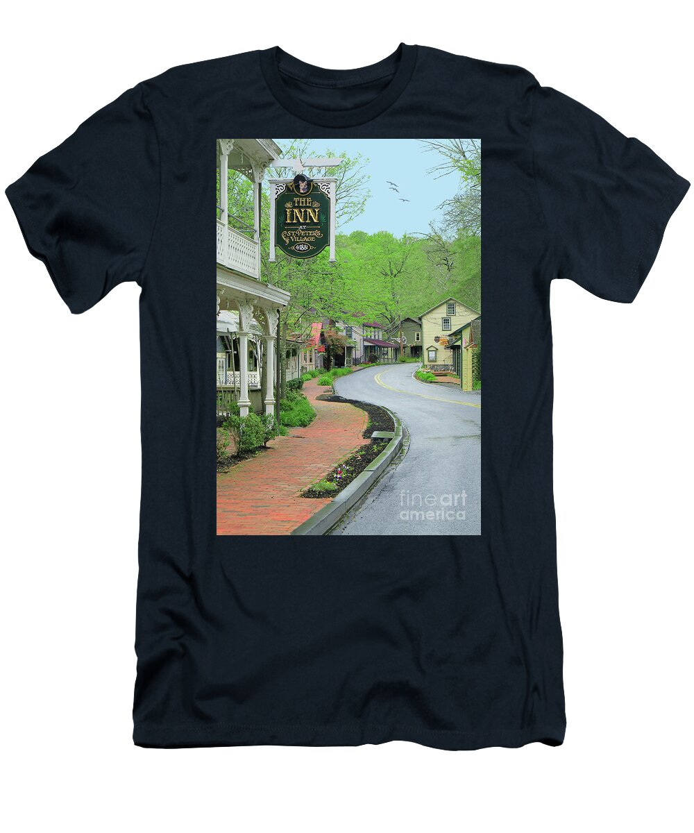 Trees T-Shirt featuring the photograph St. Peter's Village by Geoff Crego