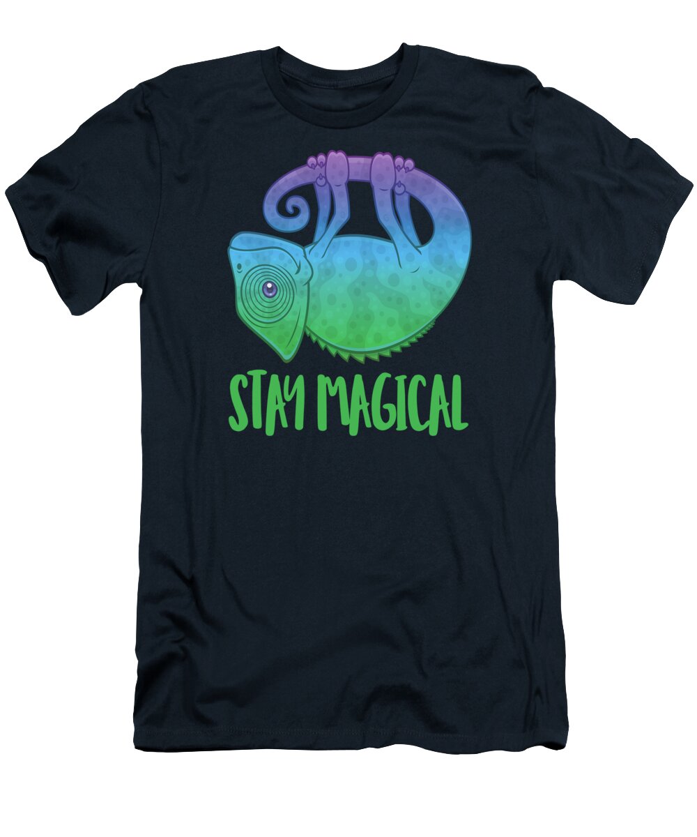 Chameleon T-Shirt featuring the digital art Stay Magical Levitating Chameleon by John Schwegel