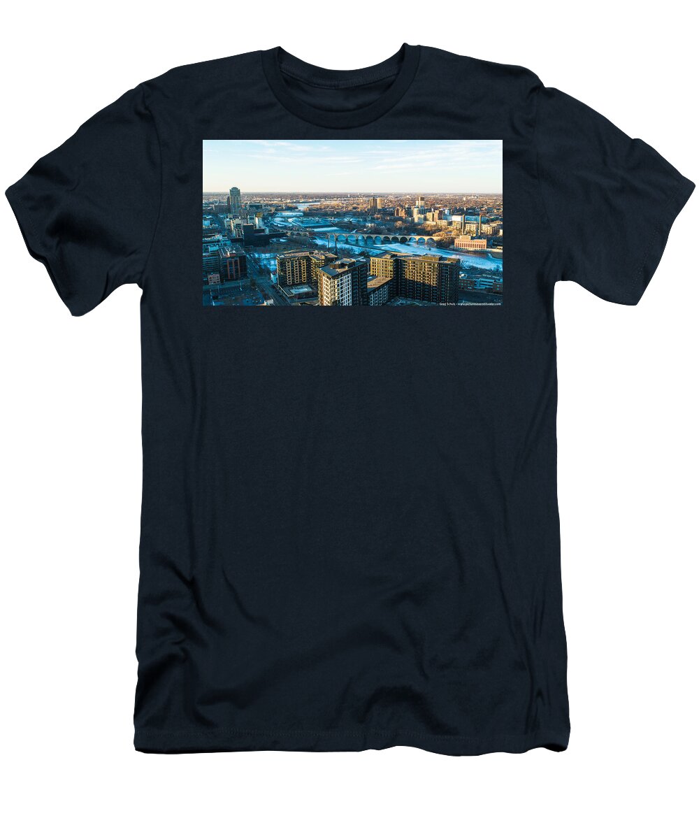 Stone Arch T-Shirt featuring the photograph Stone Arch Bridge Mississippi River by Greg Schulz Pictures Over Stillwater