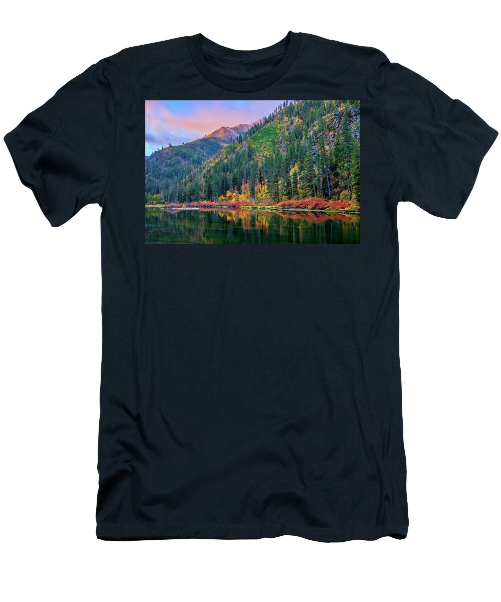 Sunrise In The Canyon T-Shirt featuring the photograph Sunrise in the canyon by Lynn Hopwood