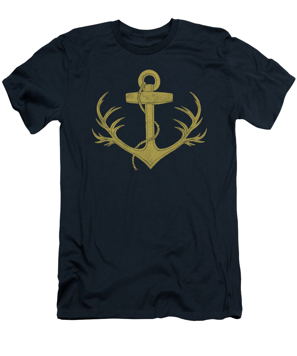 Ship T-Shirt featuring the drawing The Antlered Ship by Eric Fan