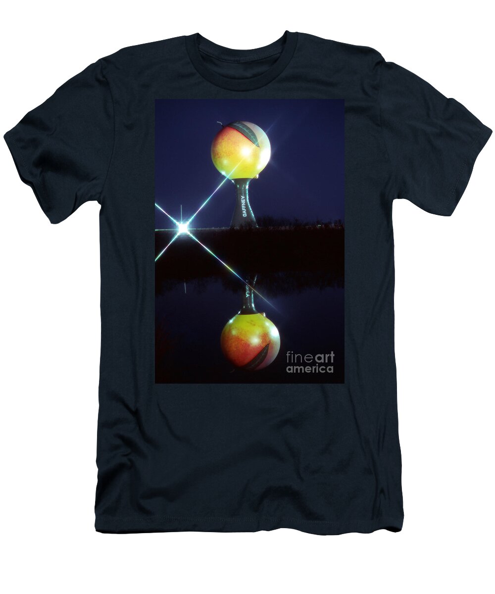Gaffney T-Shirt featuring the photograph The Peachoid at Night by Rodger Painter