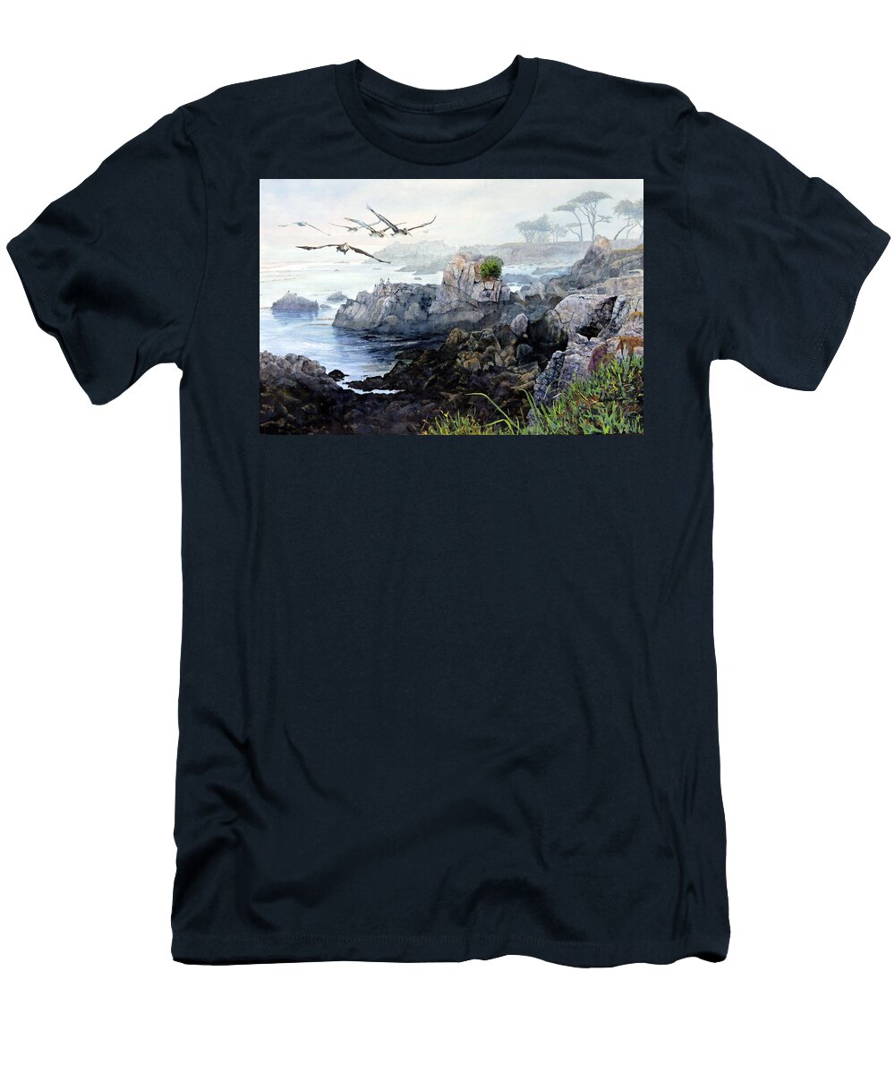  Maritime T-Shirt featuring the painting The Pelicans by Bill Hudson