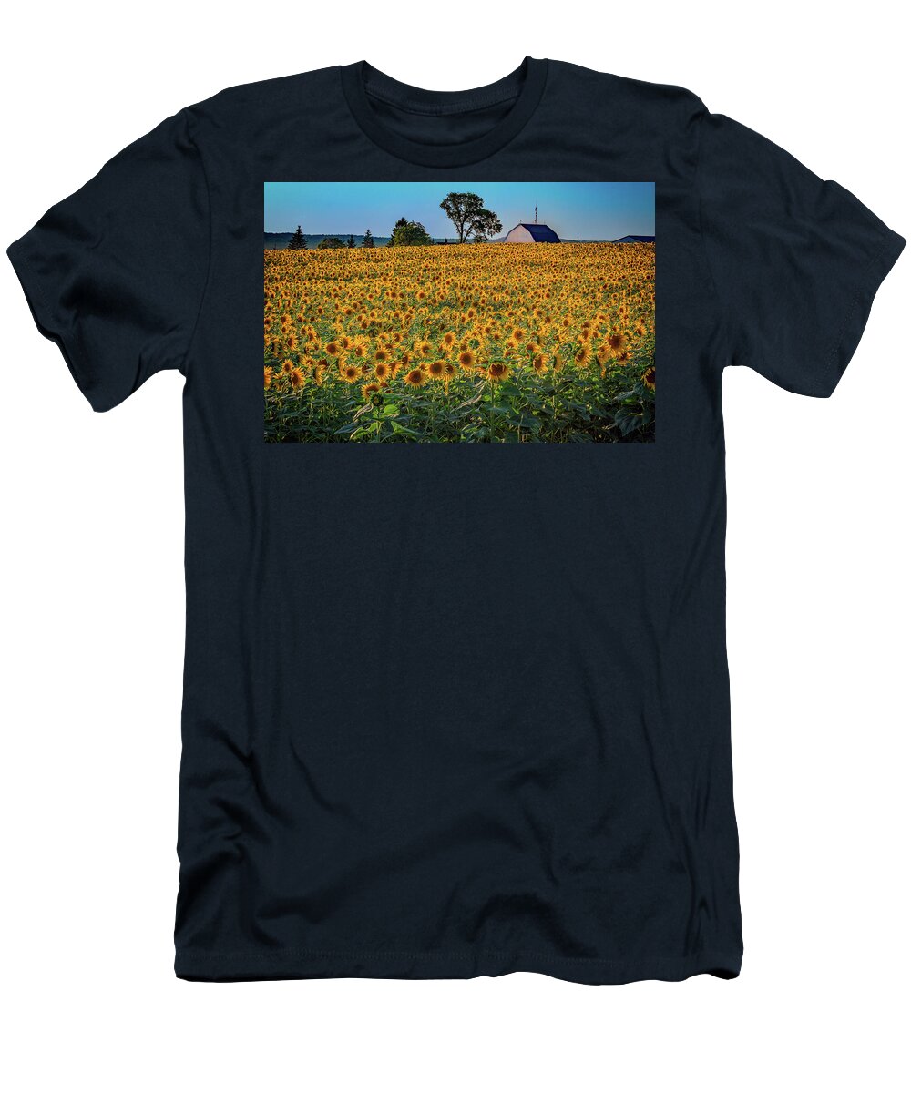 Summer T-Shirt featuring the photograph The Sunflower Field by Rick Berk