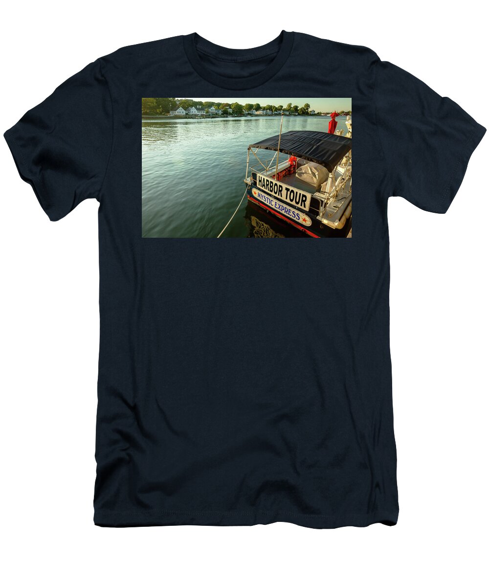 Estock T-Shirt featuring the digital art Tourboat On Mystic River Connecticut by Claudia Uripos
