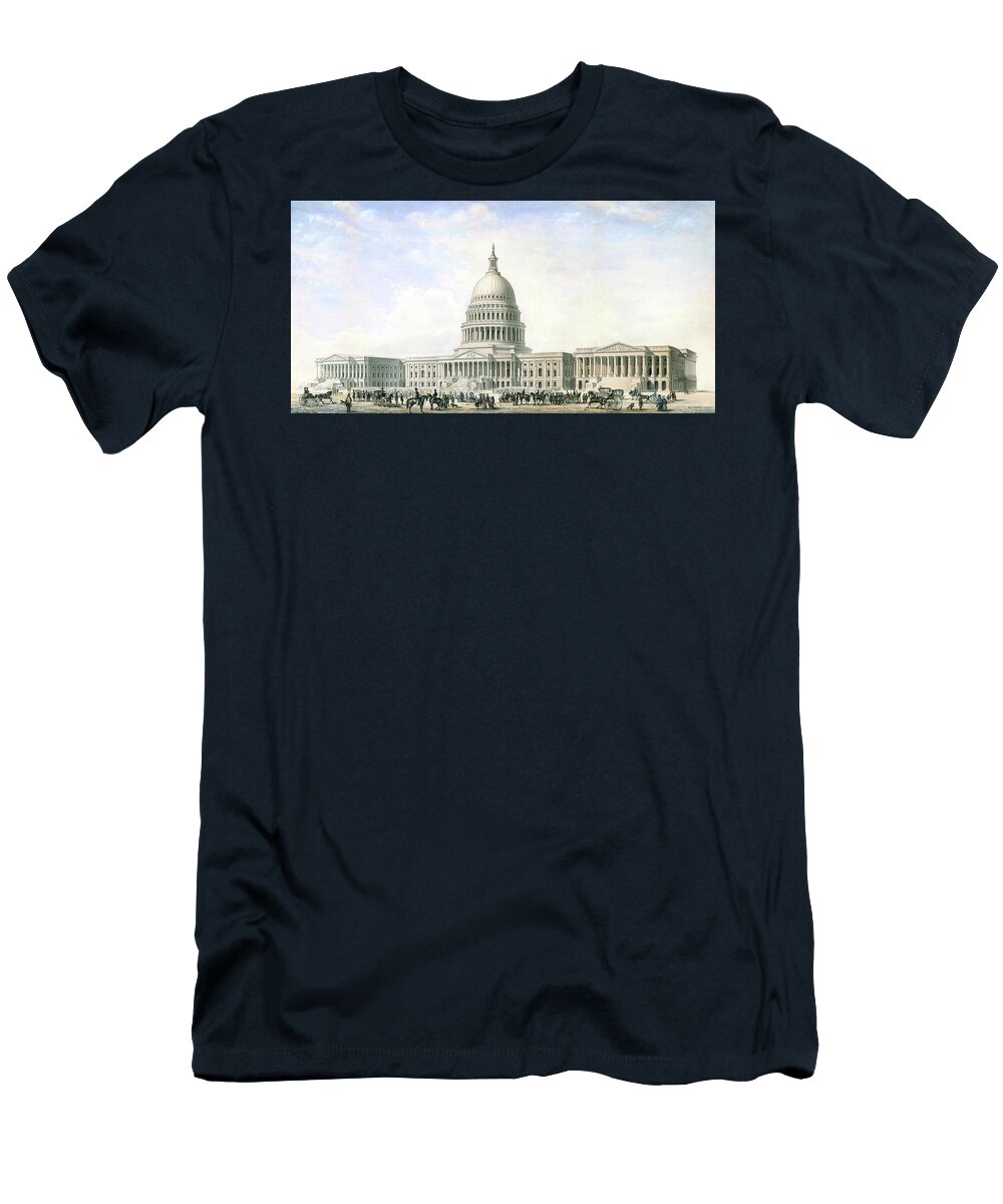 United States Capitol T-Shirt featuring the drawing United States Capitol Design for New Dome and Wings 1855 by Thomas Ustick Walter