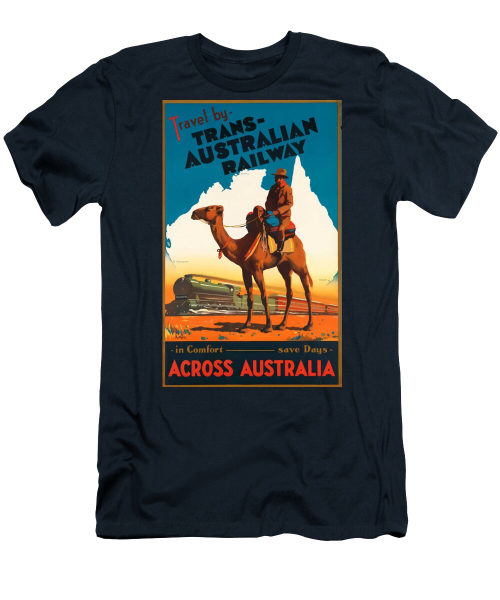 Australia T-Shirt featuring the painting Vintage Travel Poster - Australia by Esoterica Art Agency