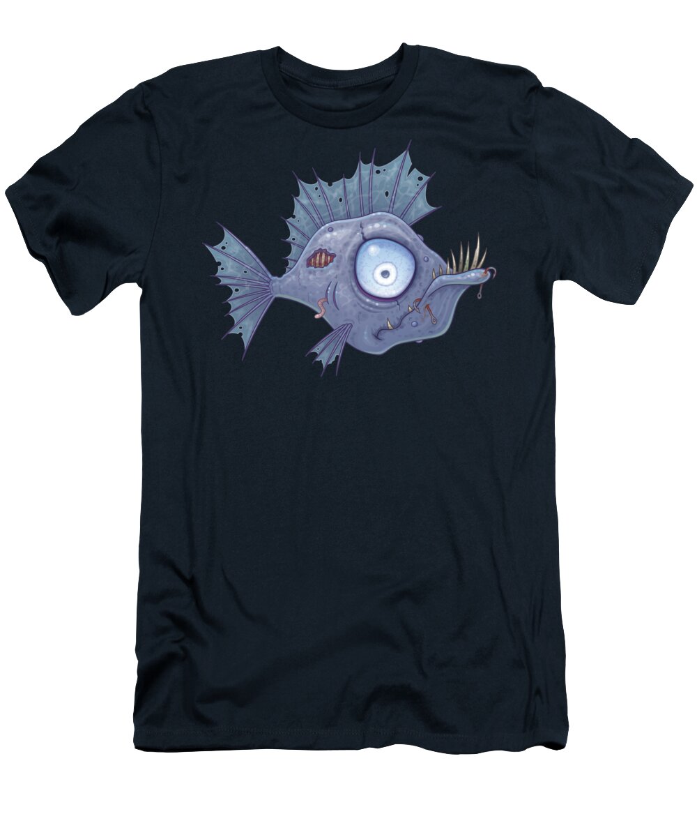 Sea T-Shirt featuring the digital art Zombie Fish by John Schwegel