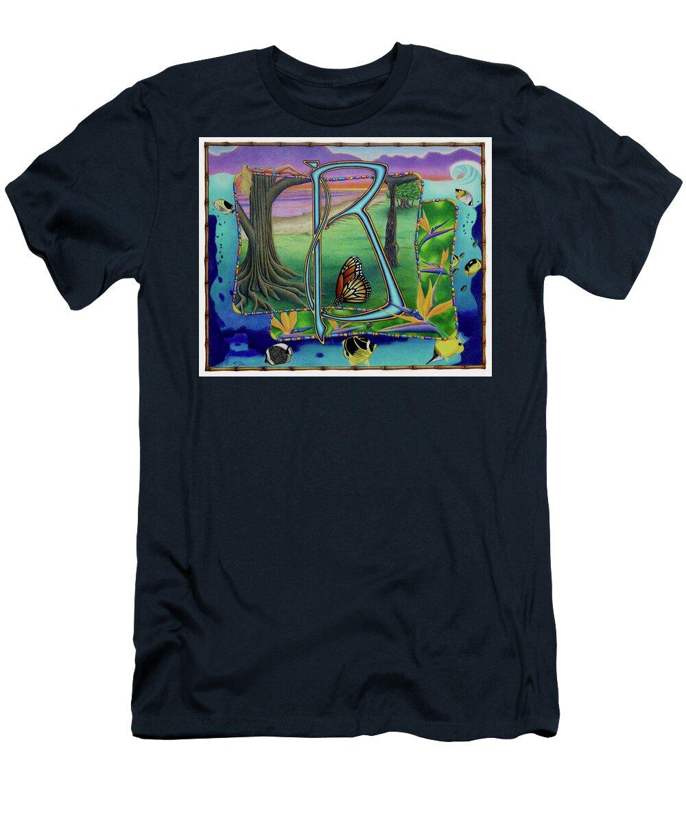 Kim Mcclinton T-Shirt featuring the drawing B is for Beach by Kim McClinton