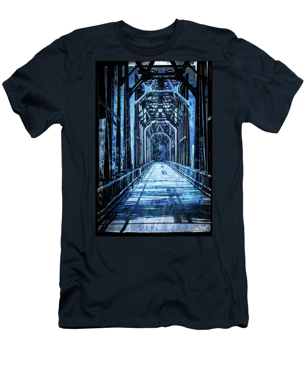 Historic T-Shirt featuring the photograph Bridge in Blue by Pam Rendall