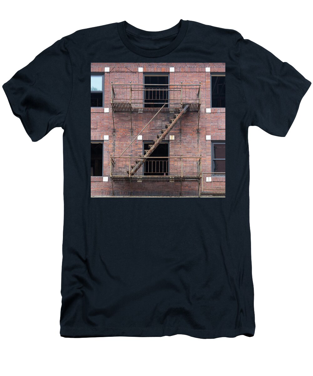 Building T-Shirt featuring the photograph Fire escape #1 by Paul Freidlund