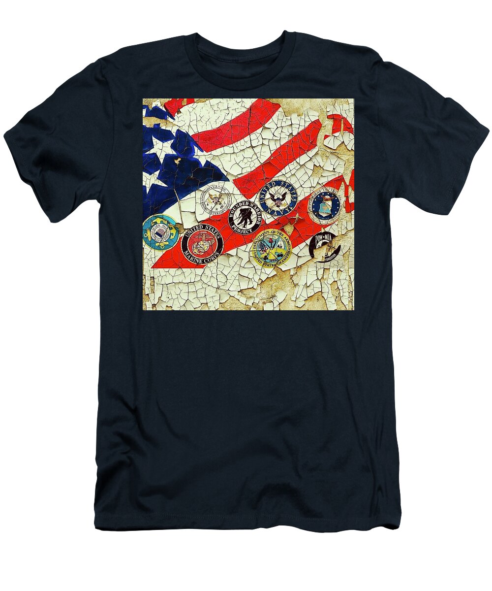  T-Shirt featuring the mixed media Flag by Angie ONeal