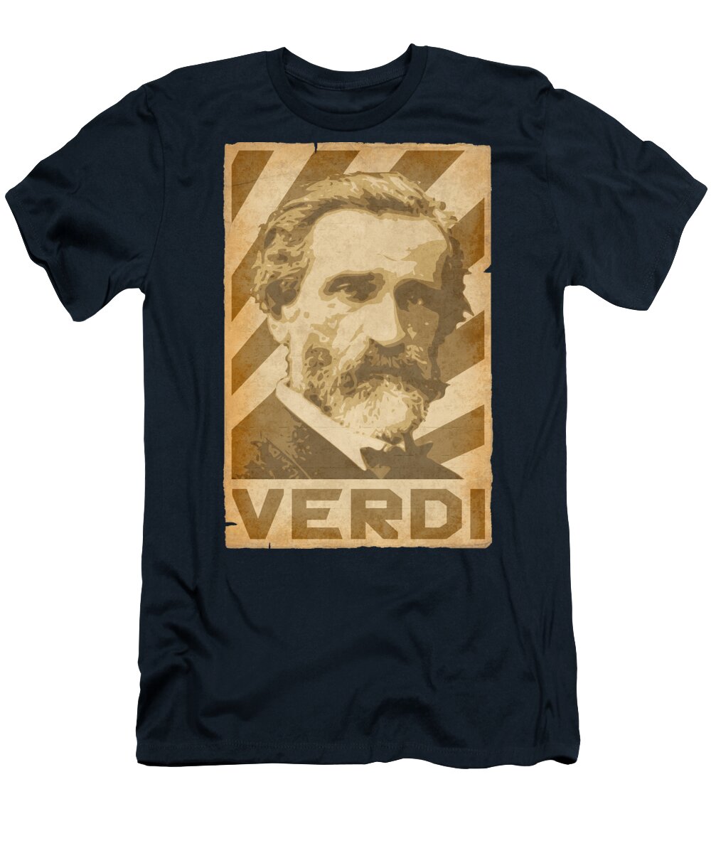 Giuseppe T-Shirt featuring the digital art Giuseppe Verdi Retro by Filip Schpindel