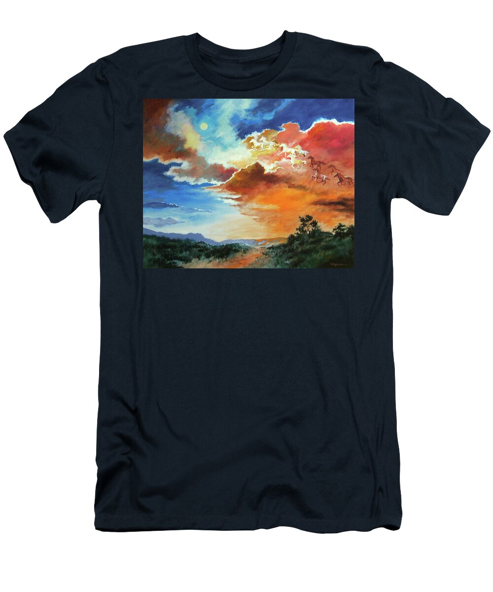 Surreal T-Shirt featuring the painting Heaven's Horses by Pat Wagner
