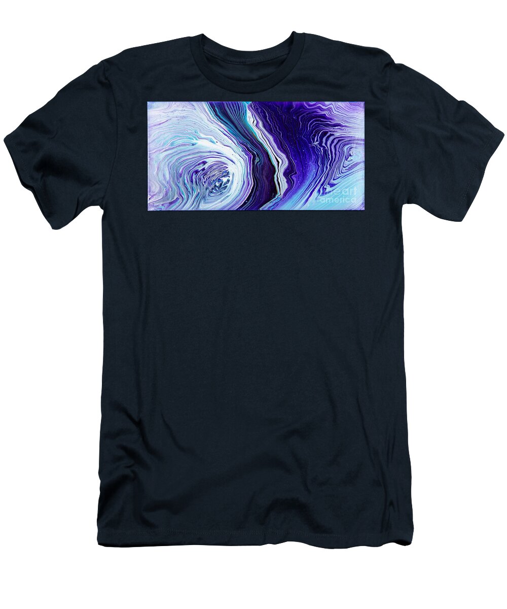 Abstract T-Shirt featuring the digital art Here And There - Colorful Abstract Contemporary Acrylic Painting by Sambel Pedes