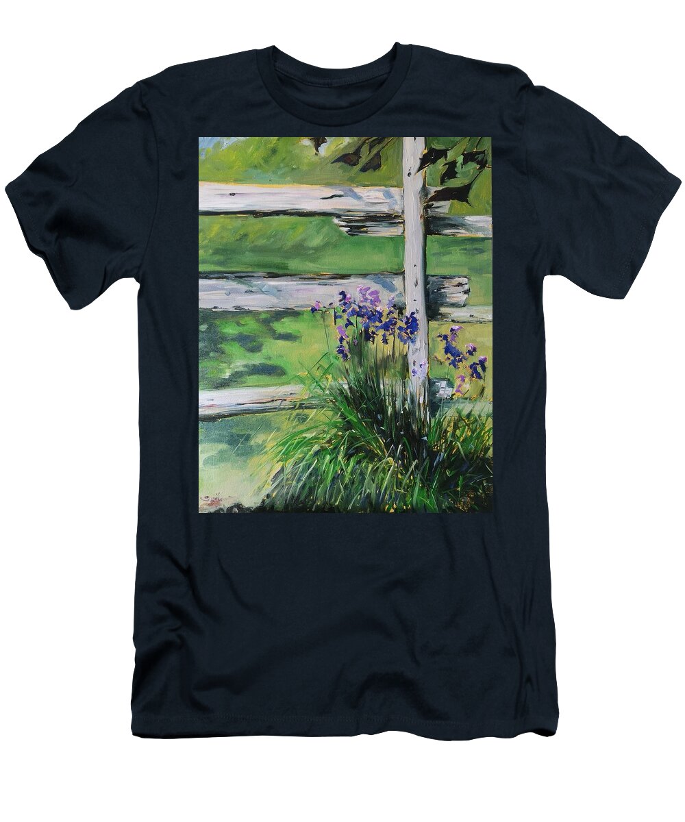 Oil On Canvas T-Shirt featuring the painting Irises by Sheila Romard