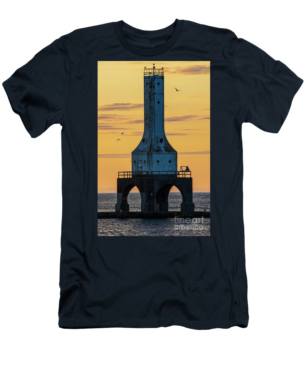 Port Washington T-Shirt featuring the photograph Port Washington lighthouse by Eric Curtin