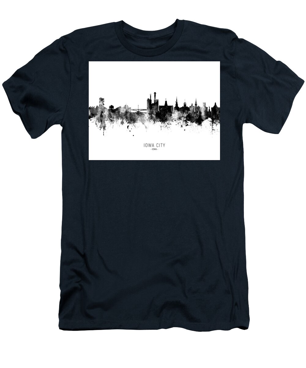 Iowa City T-Shirt featuring the digital art Iowa City Iowa Skyline #10 by Michael Tompsett