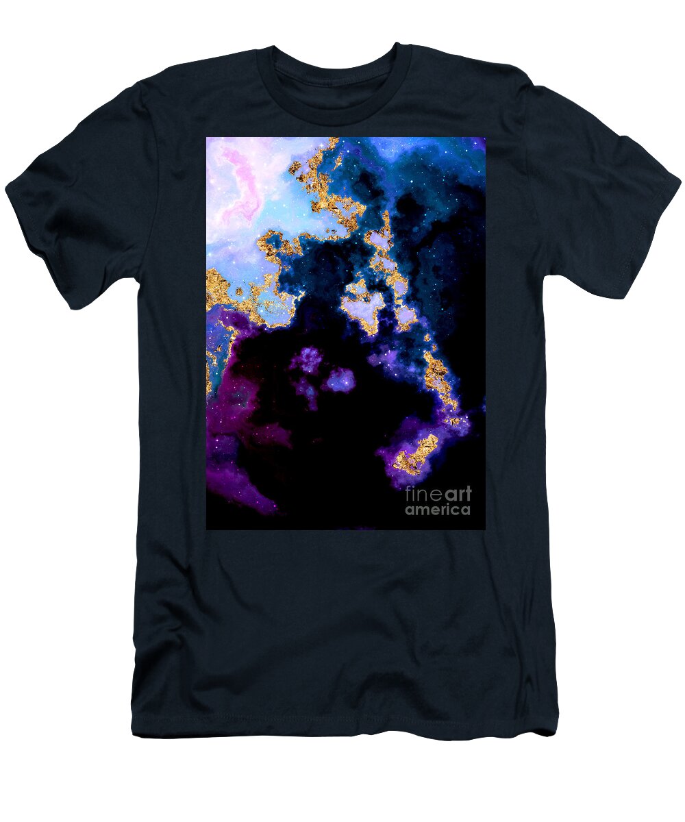 Holyrockarts T-Shirt featuring the mixed media 100 Starry Nebulas in Space Abstract Digital Painting 062 by Holy Rock Design