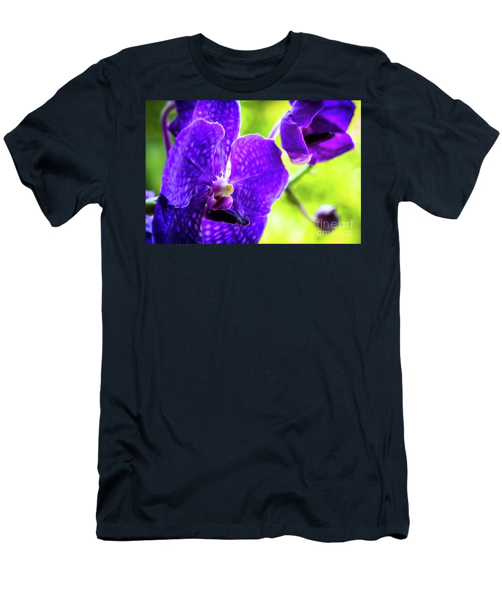 Background T-Shirt featuring the photograph Purple Orchid Flowers #19 by Raul Rodriguez