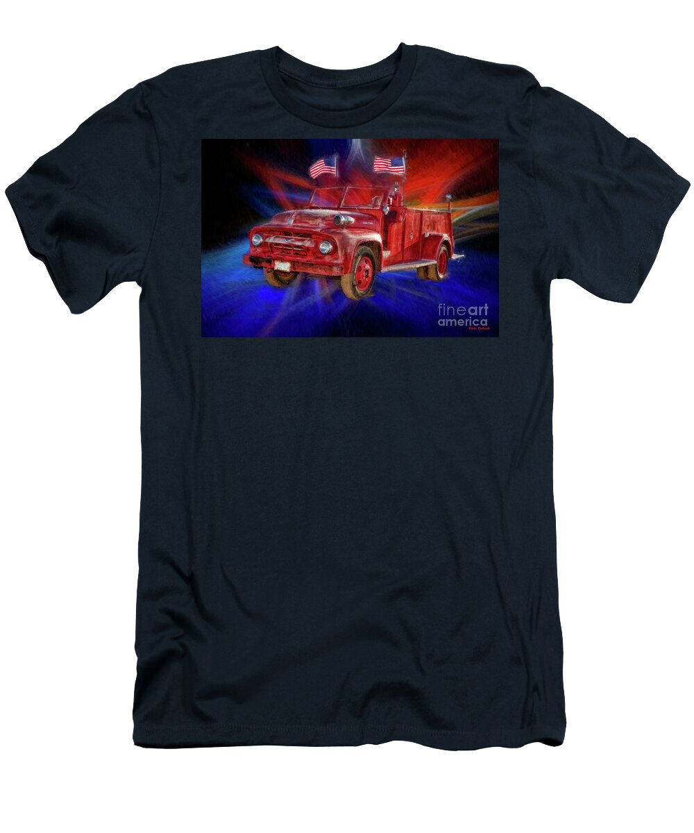 Fire Truck T-Shirt featuring the photograph 1954 Ford F500 Fire Truck by Blake Richards