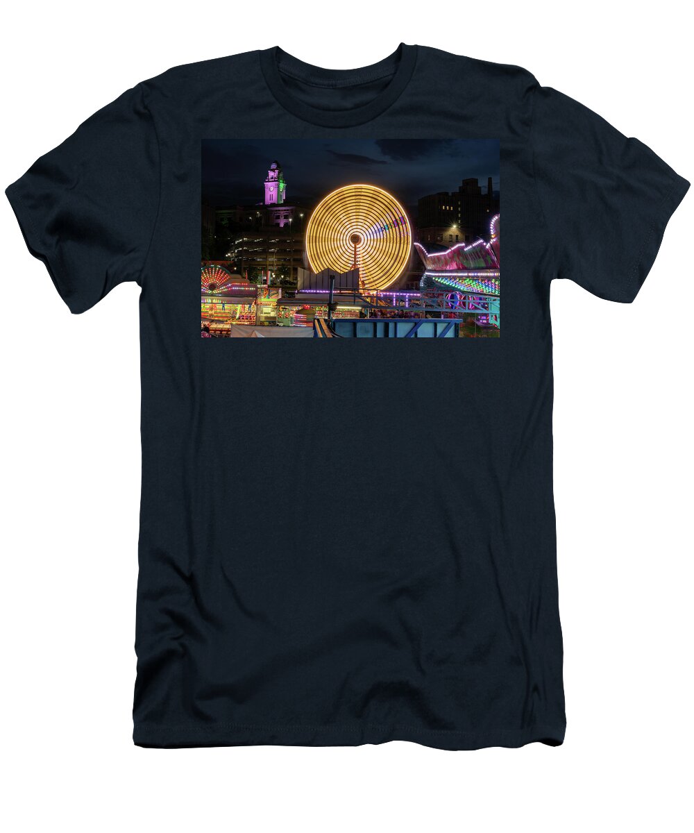 City Hall T-Shirt featuring the photograph Carnival in Yonkers by Kevin Suttlehan