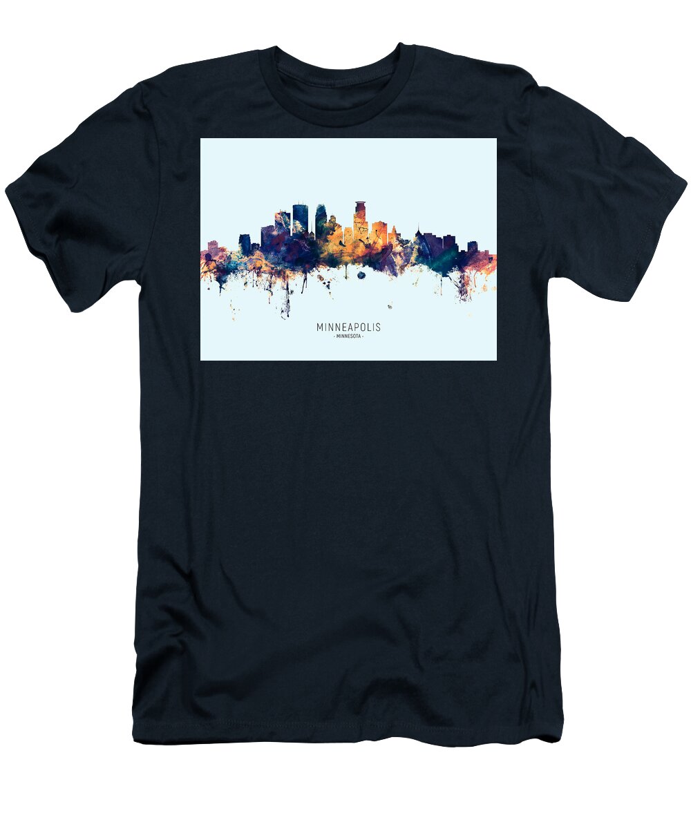 Minneapolis T-Shirt featuring the digital art Minneapolis Minnesota Skyline #21 by Michael Tompsett