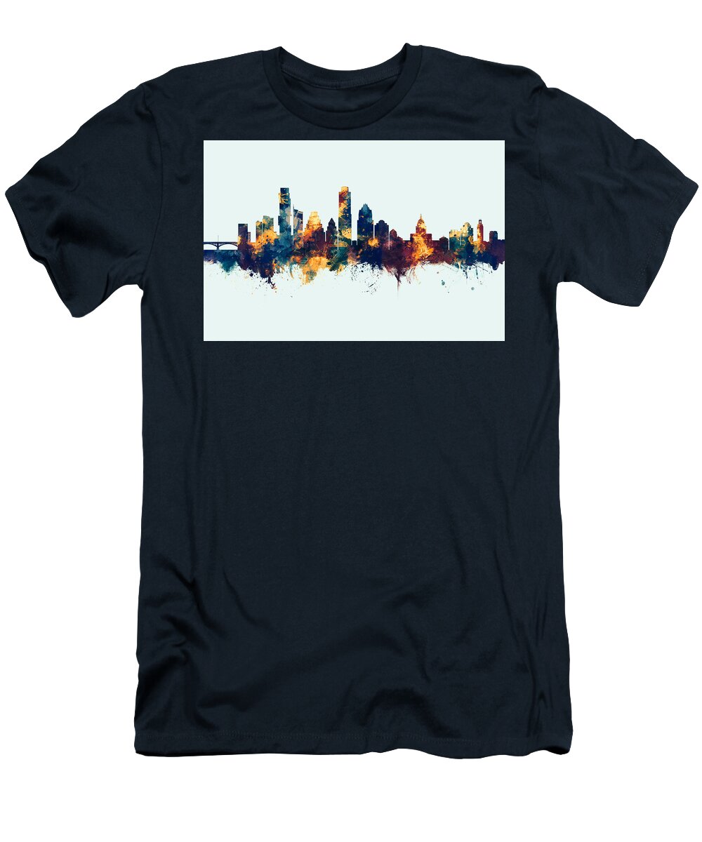 Austin T-Shirt featuring the digital art Austin Texas Skyline #30 by Michael Tompsett