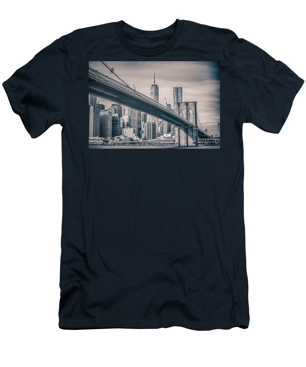 Financial T-Shirt featuring the photograph Lower Manhattan New York City Panorama #4 by Alex Grichenko