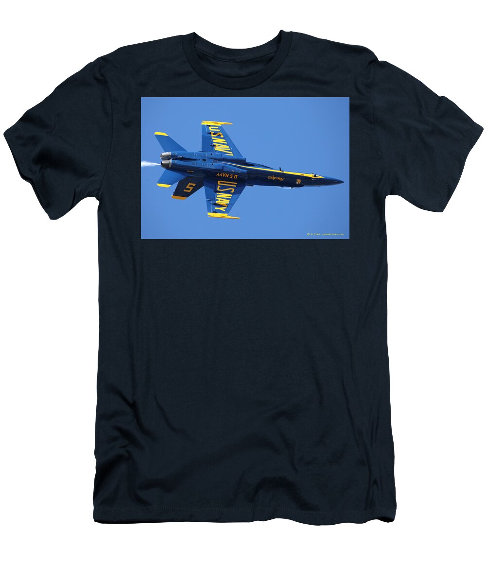 Blue Angels T-Shirt featuring the photograph Blue Angels Solo Inverted by Custom Aviation Art