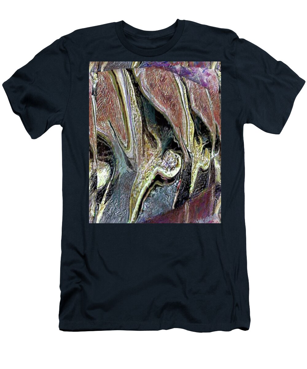 Lizard T-Shirt featuring the digital art A lizard strayed into the hall of mirrors by Richard CHESTER