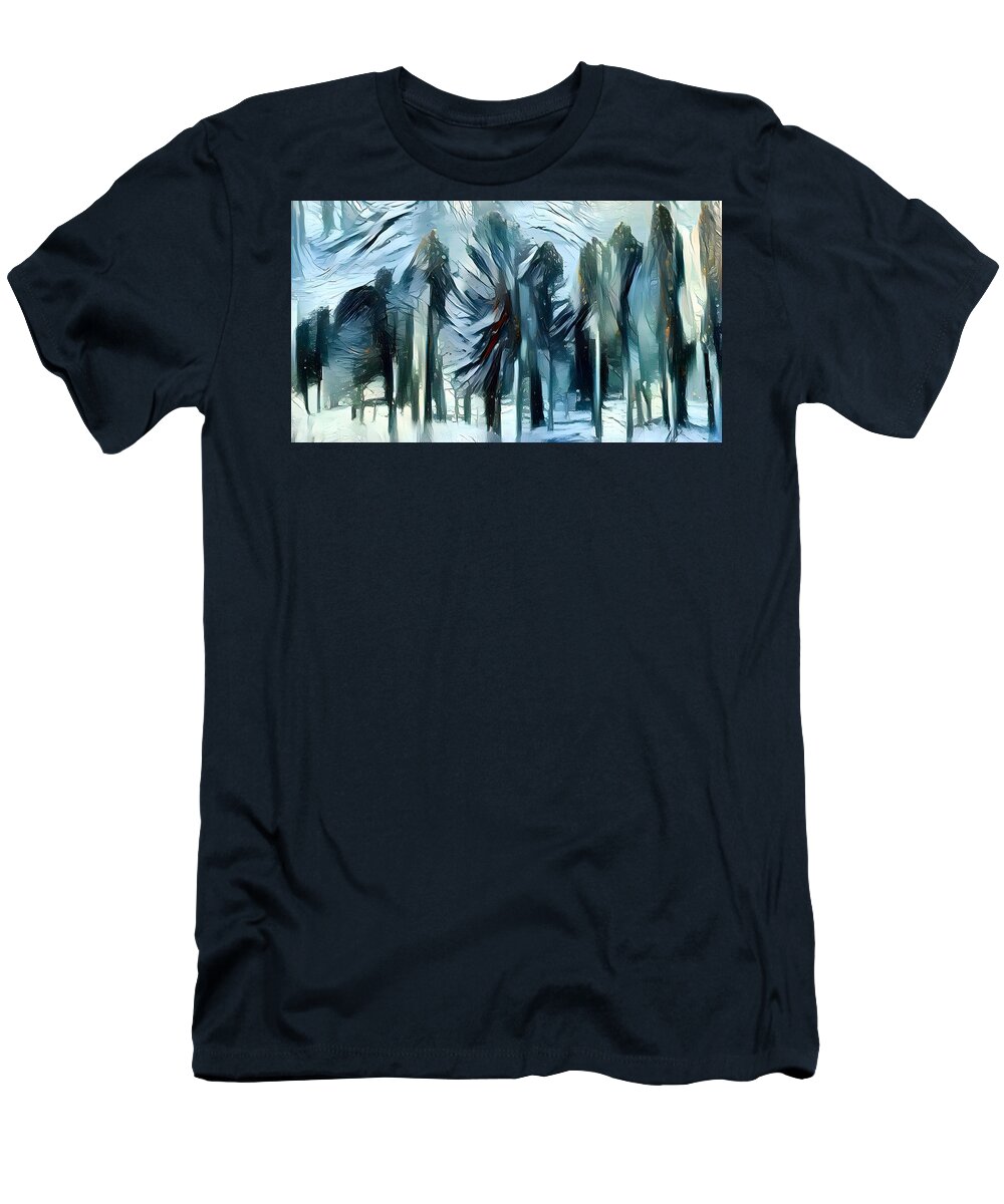Digital Forest Trees Abstract T-Shirt featuring the digital art Abstract Forest by Beverly Read